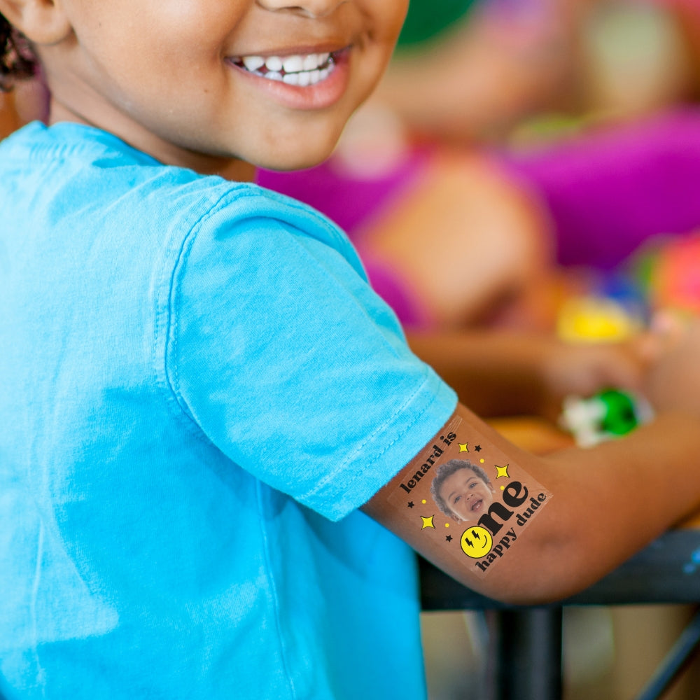 One Happy Dude Themed Temporary Tattoos: Customized Party Favors for Kids, One Happy Girl's Groovy 1st Birthday Party Decorations