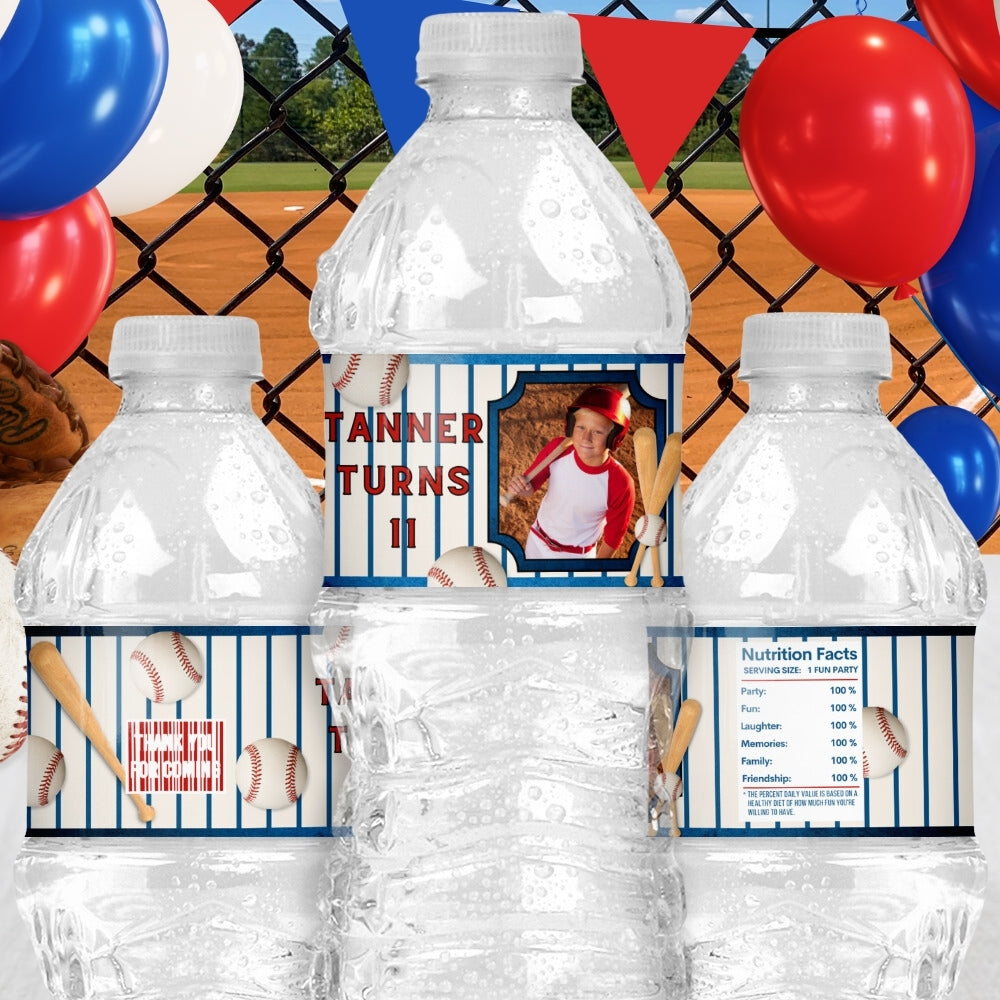 Personalized Baseball Water Bottle Labels, Baseball Stickers, Rookie Themed Birthday Decorations For Boys And Girls Sports Party Favors