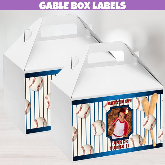 Personalized Baseball Gable Box Labels – Vintage Birthday Stickers & Party Decorations