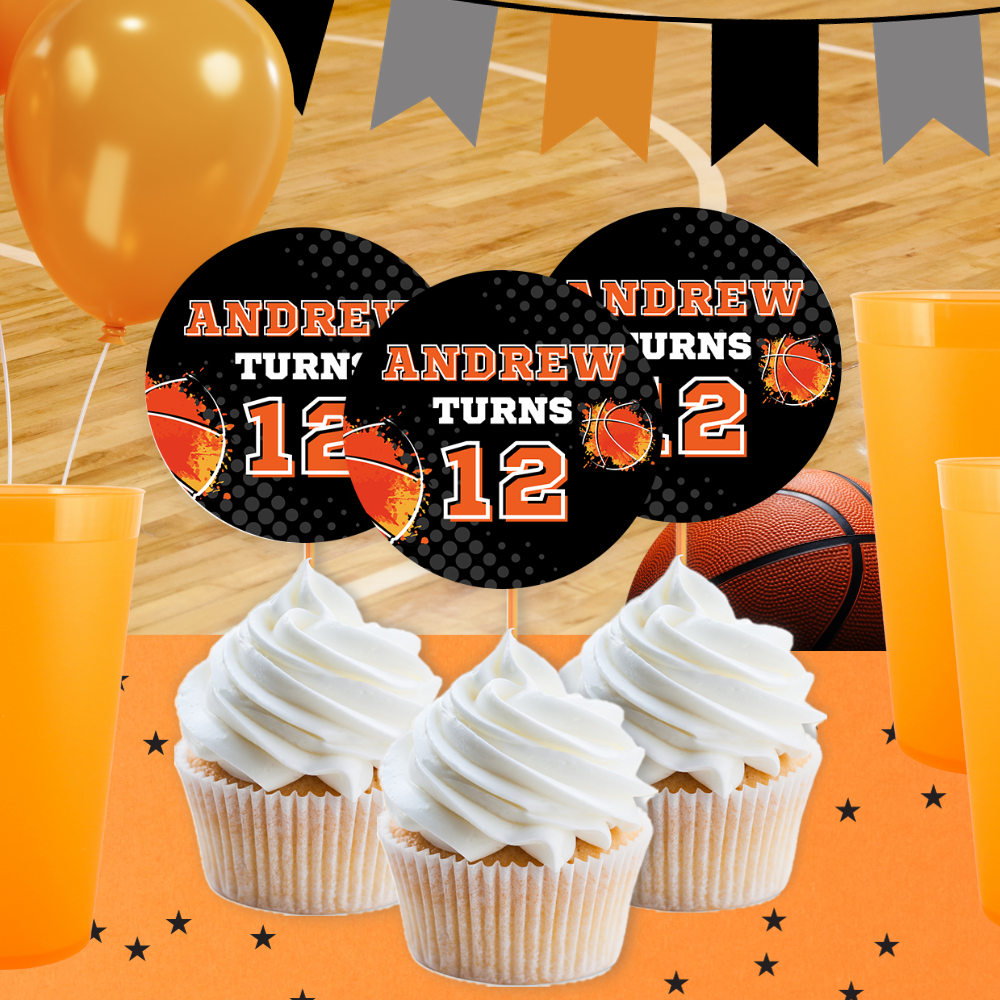 Personalized Basketball Cupcake Toppers – Sports Theme Picks & Cake Toppers