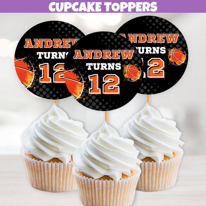 Personalized Basketball Cupcake Toppers – Sports Theme Picks & Cake Toppers