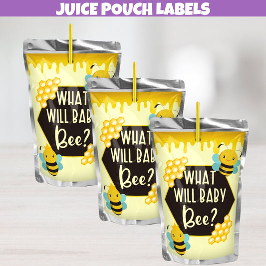 Bumble Bee Baby Shower Juice Pouch Labels, What Will Baby Bee Gender Reveal, Gender Neutral Baby Shower Sticker Decorations