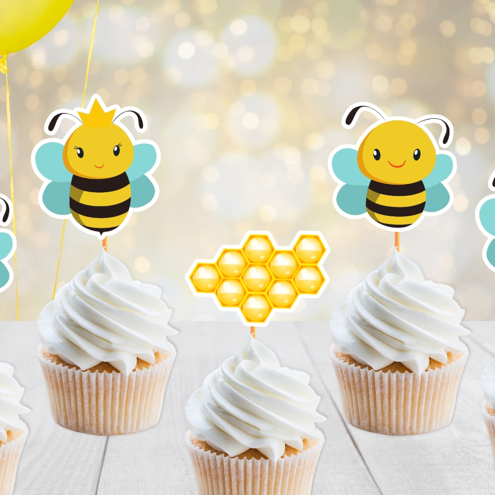 Bee Cupcake Toppers, Bee-Day Birthday Party, Bumble Bee Baby Shower –  bigwowprints