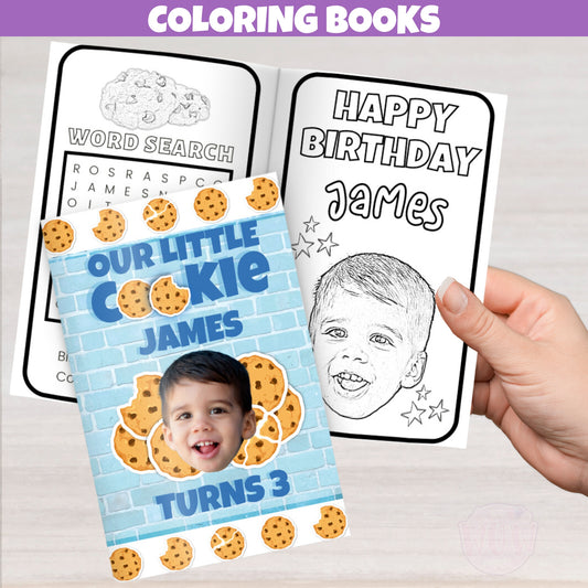 Cookies and Milk Themed Birthday Coloring Books, Cookie Party Favor Supplies, Cookie Birthday Themed Decorations