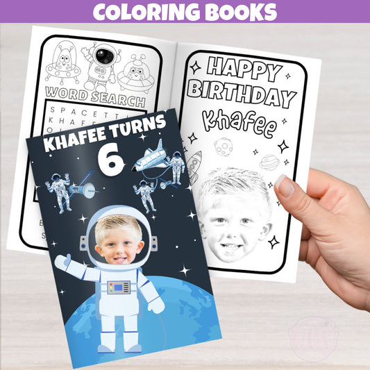 Outer Space Birthday Theme Coloring Books For Kids, Astronaut Birthday Party Favors
