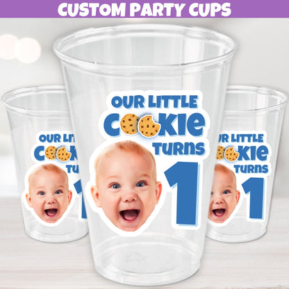 Custom party cups for blue birthday cookie and milk theme party tableware and party favor supplies