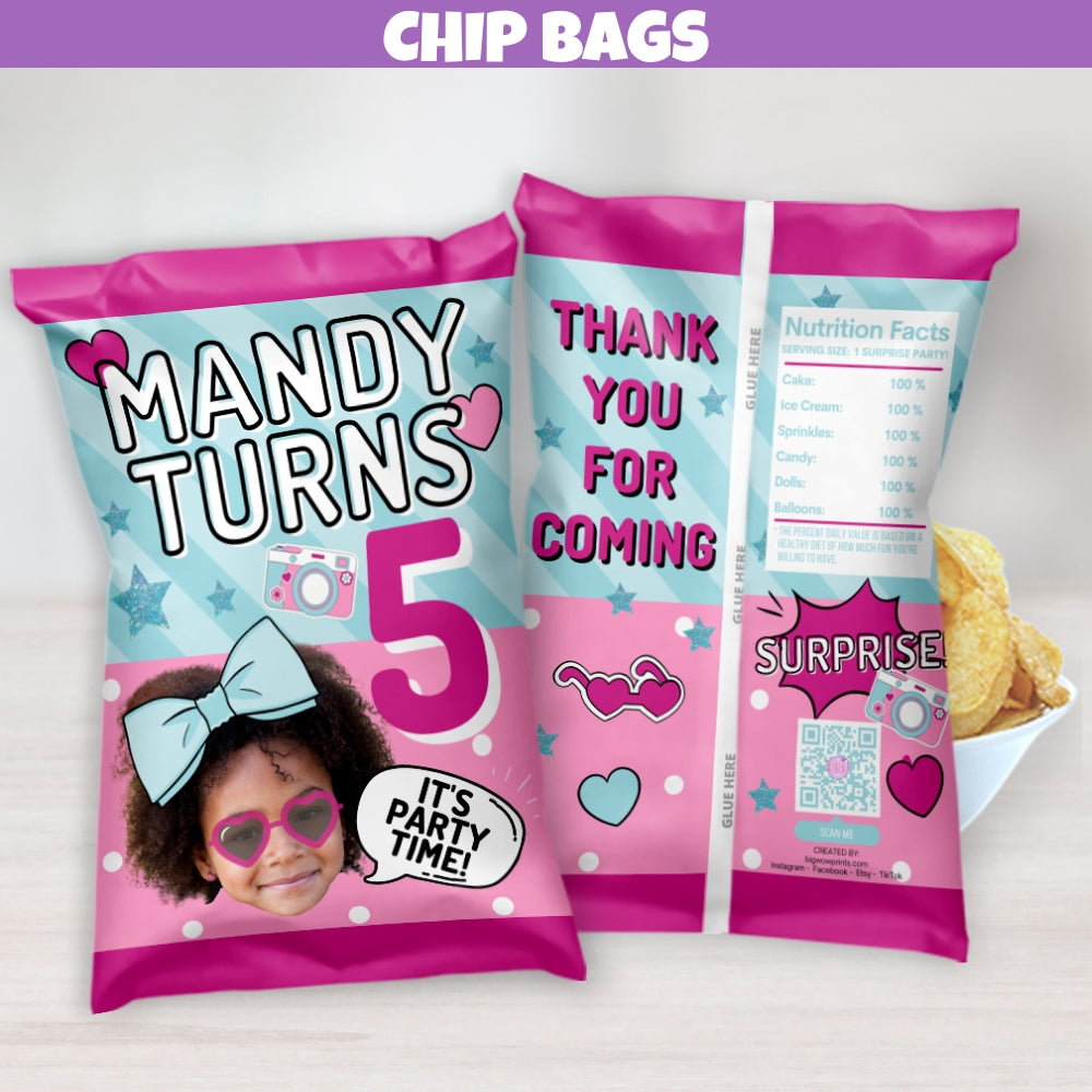 Surprise dolls birthday party supplies, girls surprise chip bags for party favors