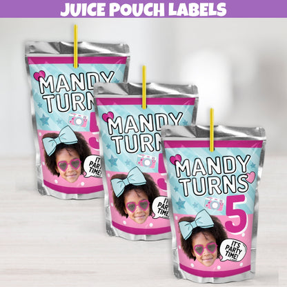 surprise doll birthday party juice pouch label stickers for girls surprise birthday party celebration