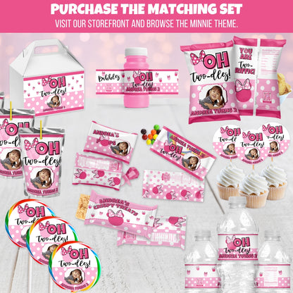 Personalized 2nd Birthday Two-dles Themed Chip Bag Party Favors, Girls Magical Party Supplies, Pink And White Polka Dot Centerpiece Table Decorations