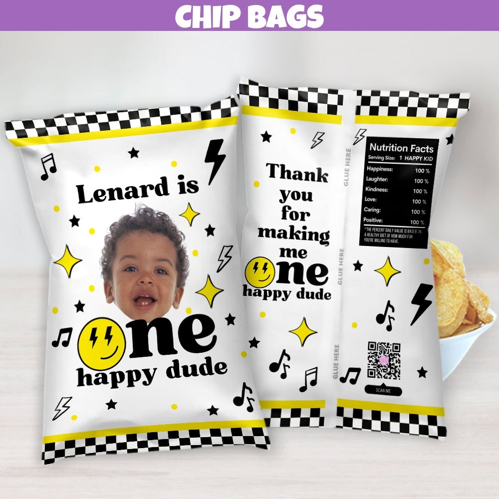 One Happy Dude First Birthday Themed Chip Bag Party Favors