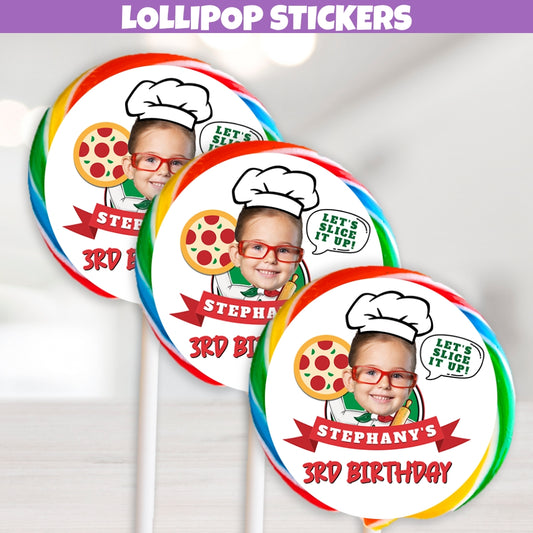 Personalized Pizza Themed Lollipop Labels, Custom Pizza Party Favors, Slice Baby, Round Pizza Stickers, Pizza Birthday Decorations, Pizza Party Supplies