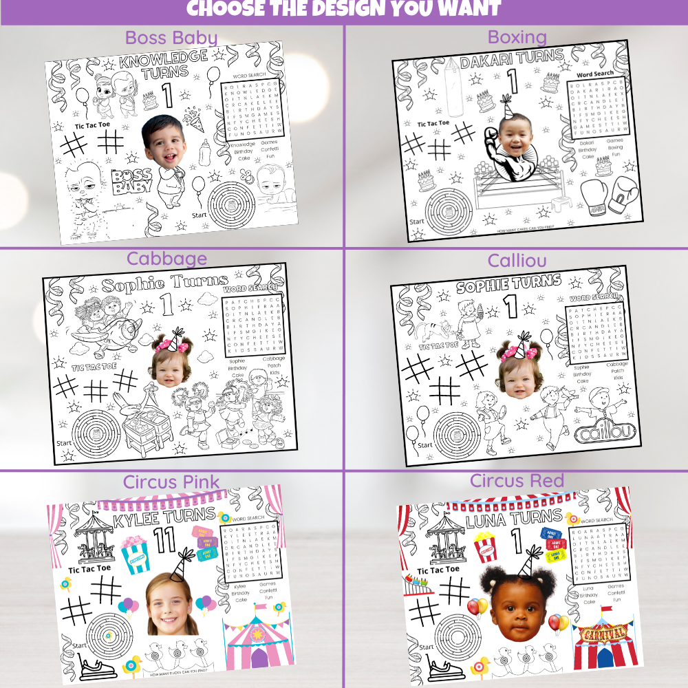 custom coloring placemats, placemats for kids, personalized placemats, kids tableware, kids table ideas