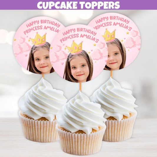 Custom Princess Cupcake Toppers, Non Editable Princess Party Ideas