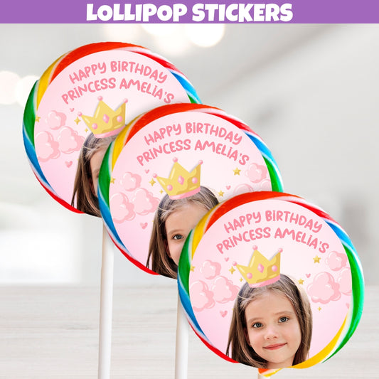 Personalized Princess Lollipop Labels, Pink Gold Princess Birthday Decorations, Princess Party Supplies, Magical Princess Castle Theme Party Favors