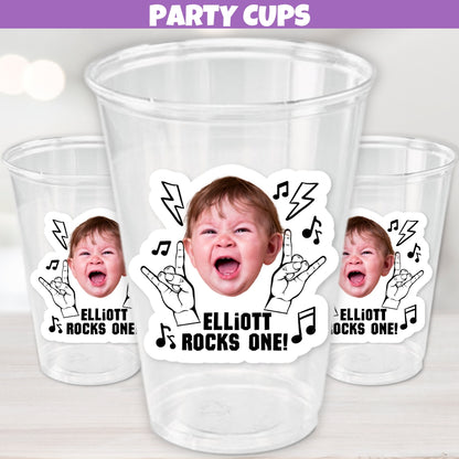 Custom rock and roll cups for rock star birthday party decorations and supplies