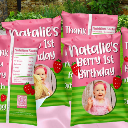 strawberry birthday party decoration party favor gift bag chip bags