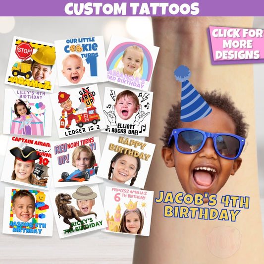 Custom Temporary Tattoos For Kids, cool tattoos for boys, cute tattoos for girls, fake tattoo party favors
