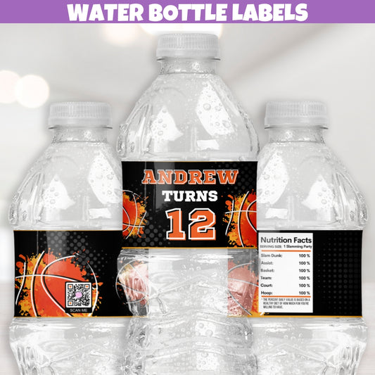 Personalized Basketball Water Bottle Labels – Party Favor Stickers & Sports Decorations