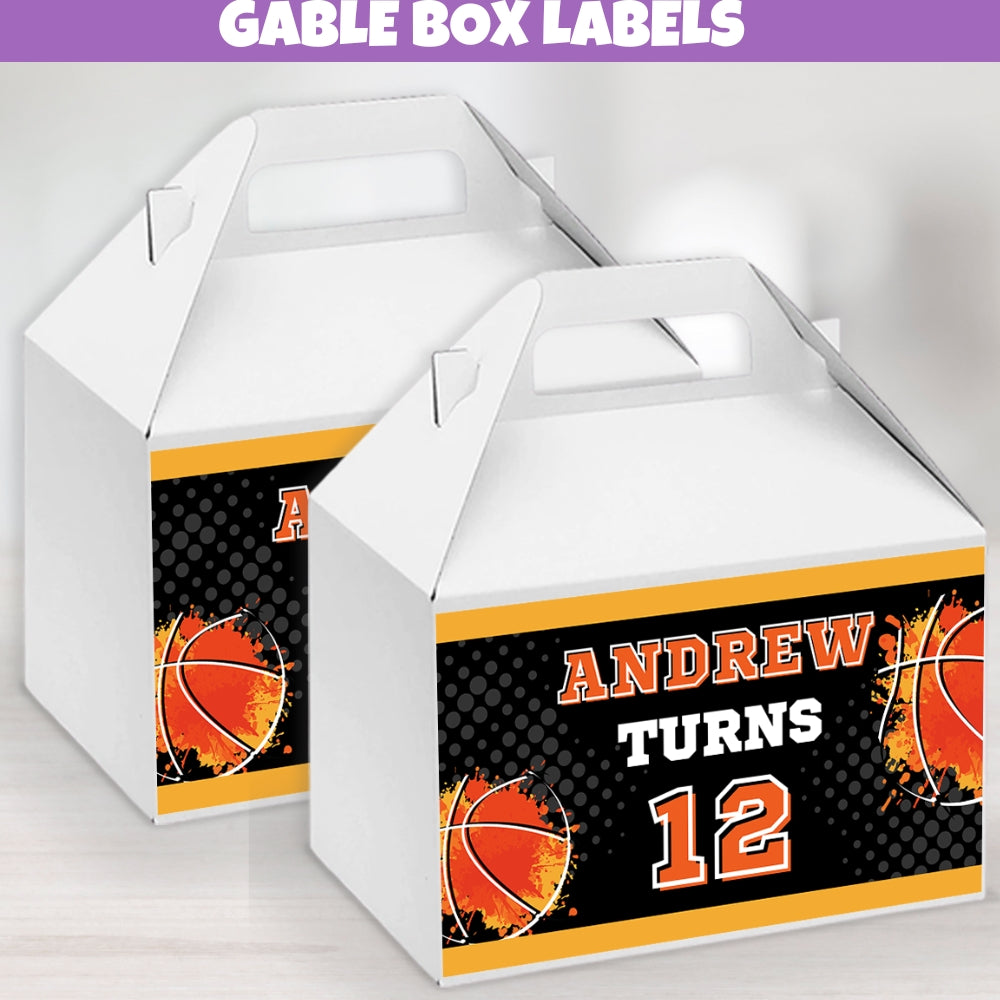 Personalized Basketball Gable Box Labels – Most Valuable Player Decor Stickers & Sports Party Supplies