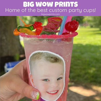 Custom Plastic Party Cups With Photo Great for For Children, Adults, And Pet Parties, Custom Adult Favors, Birthday Centerpiece