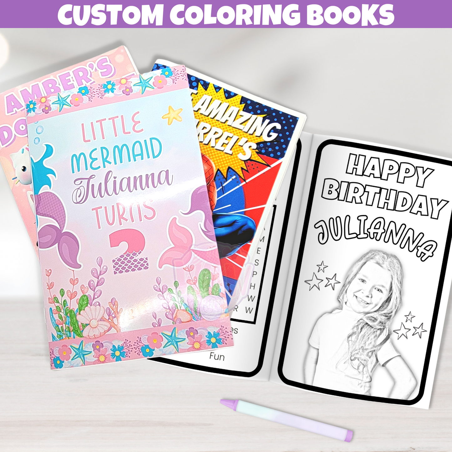CUSTOM Kids Coloring Books Personalized with Photo, Custom Birthday Activity Sheets, Girl Boy Unique Party Favors, Printed Coloring Books Centerpiece
