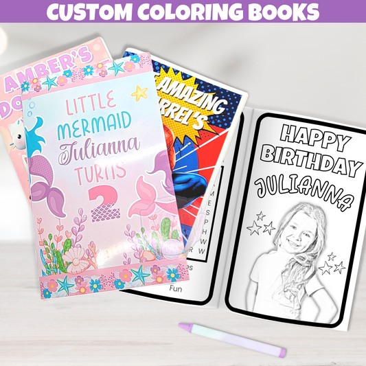 CUSTOM Kids Coloring Books Personalized with Photo, Custom Birthday Activity Sheets, Girl Boy Unique Party Favors, Printed Coloring Books Centerpiece